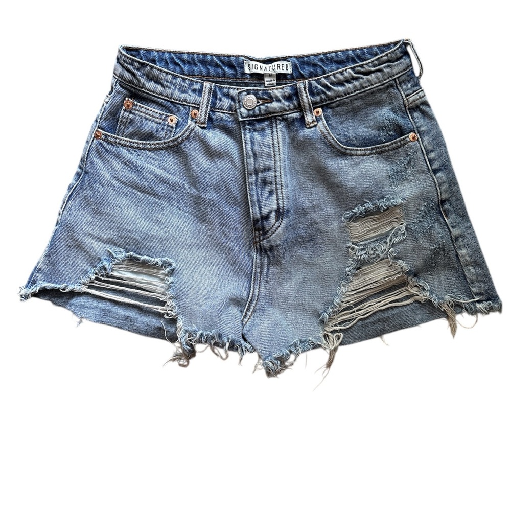 Signature8 Ripped Blue Denim Shorts